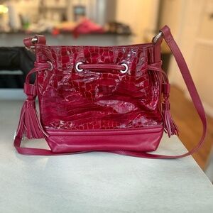 Brighton Red patent leather shiny crossbody bag